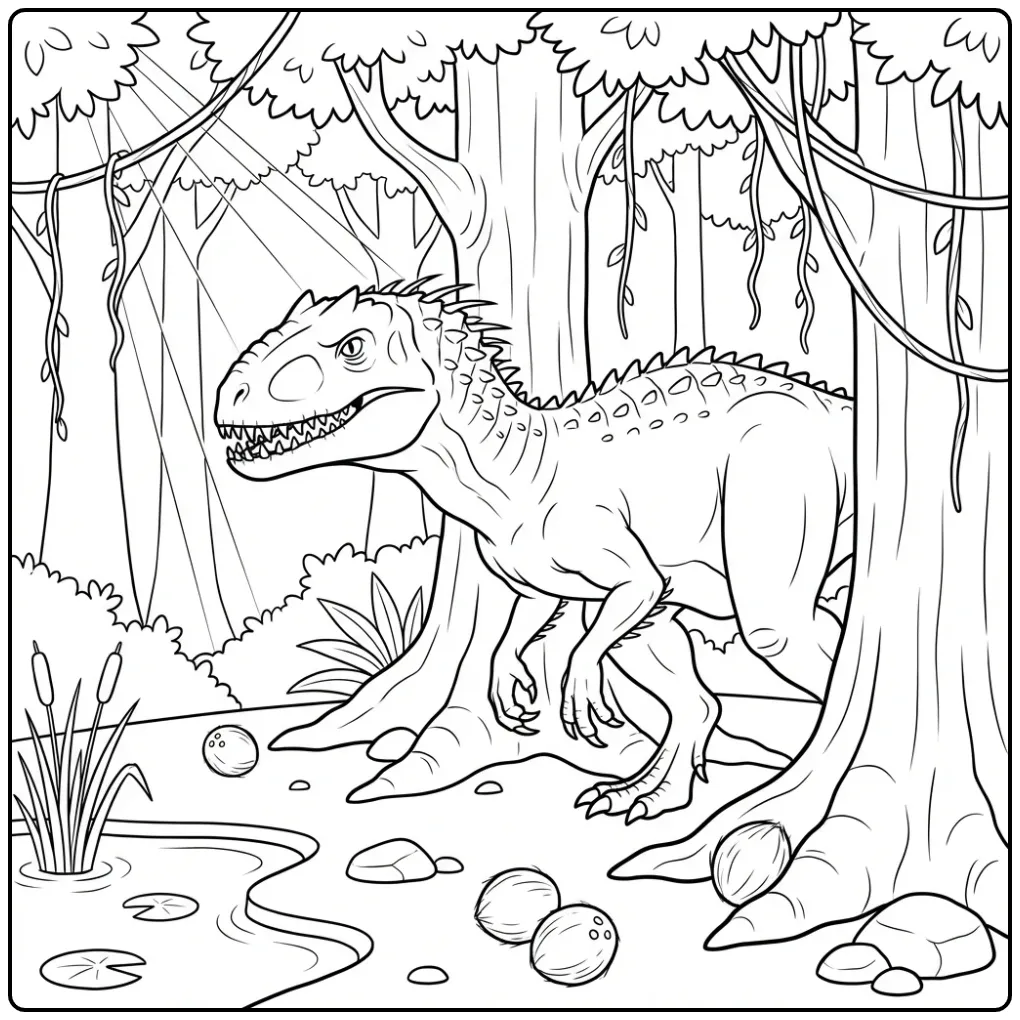 Fun Indominus Rex Among the Trees coloring page