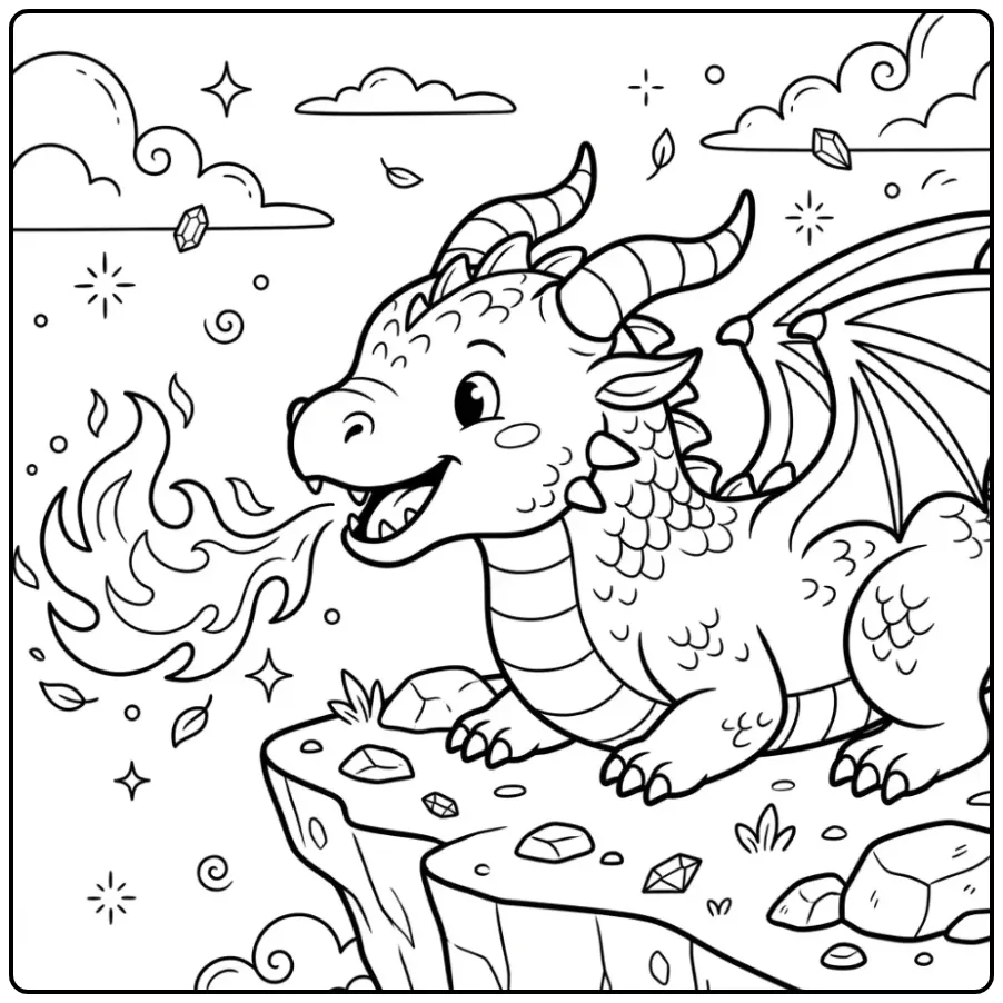 Fire dragon coloring page
