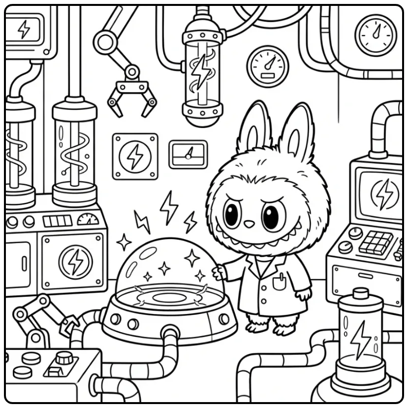 Fun Labubu Big Into Energy Reactor coloring page