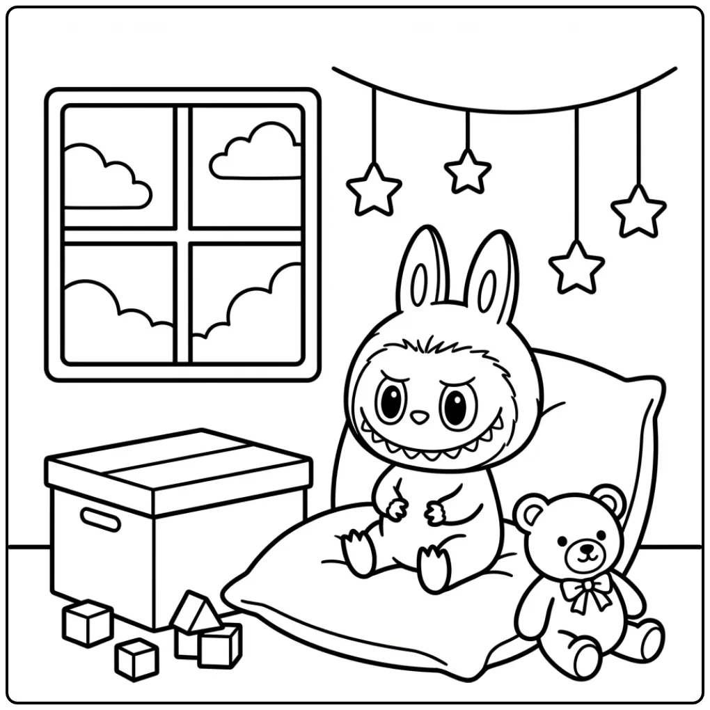Easy Labubu coloring page