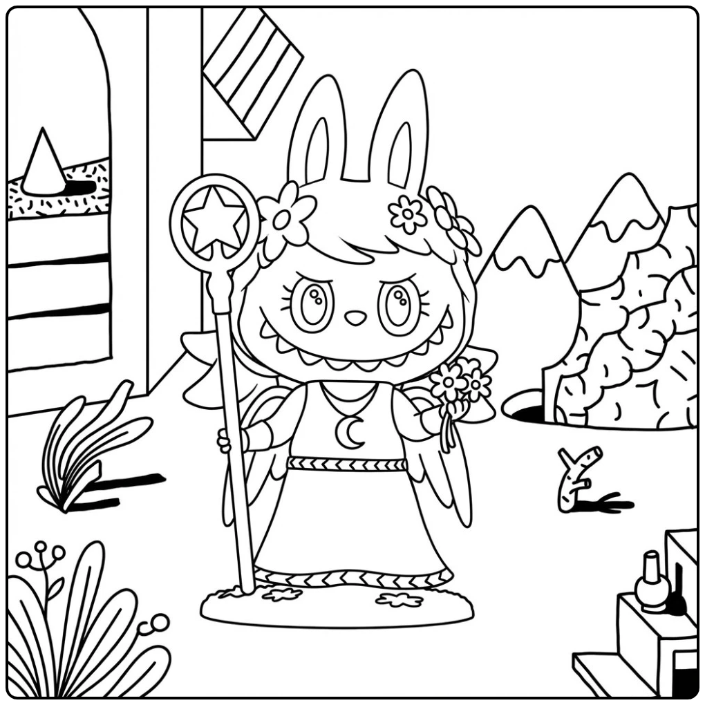 Fun Virgo Rabbit in Nature coloring page
