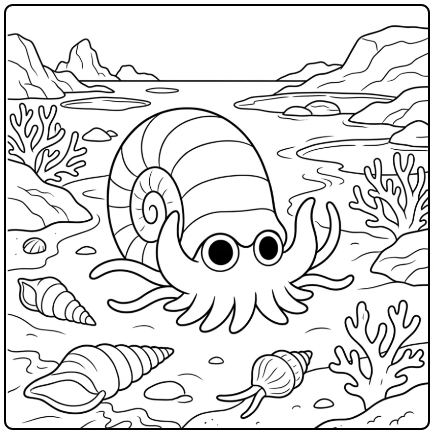 Fun Pokemon Omanyte in a Tide Pool coloring page
