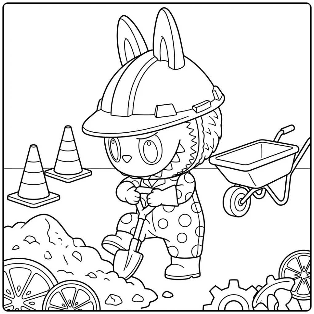 Fun Sliced Sugar on the Construction Site coloring page