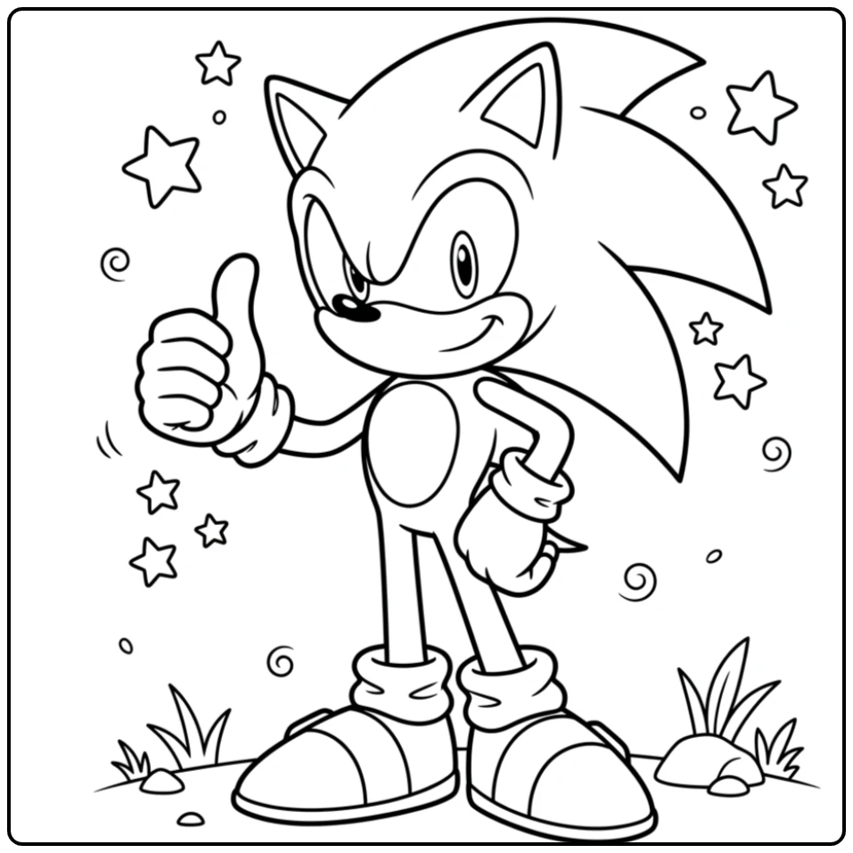 Relaxed Sonic Giving a Thumbs Up coloring page