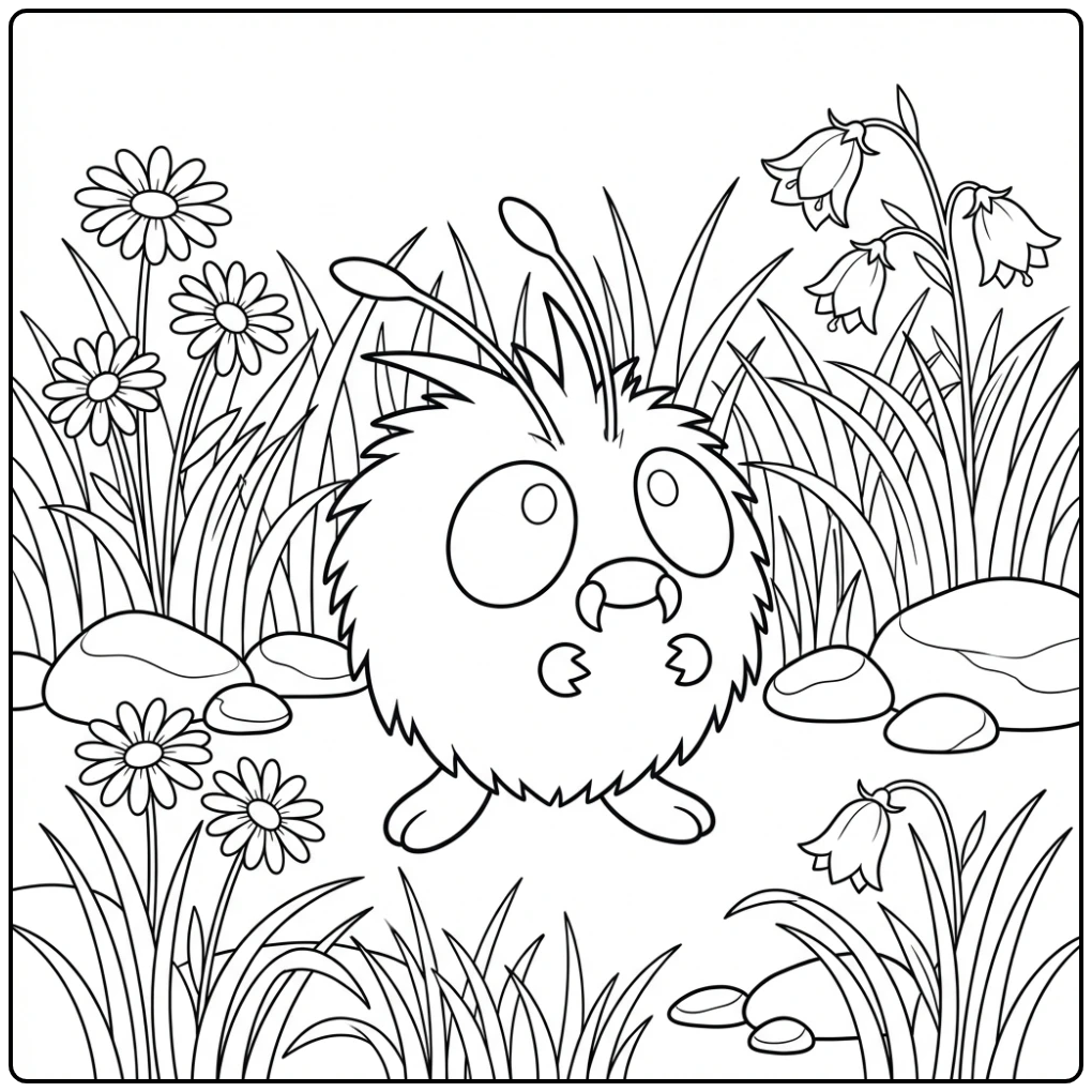 Fun Venonat Flowers and Stone coloring page