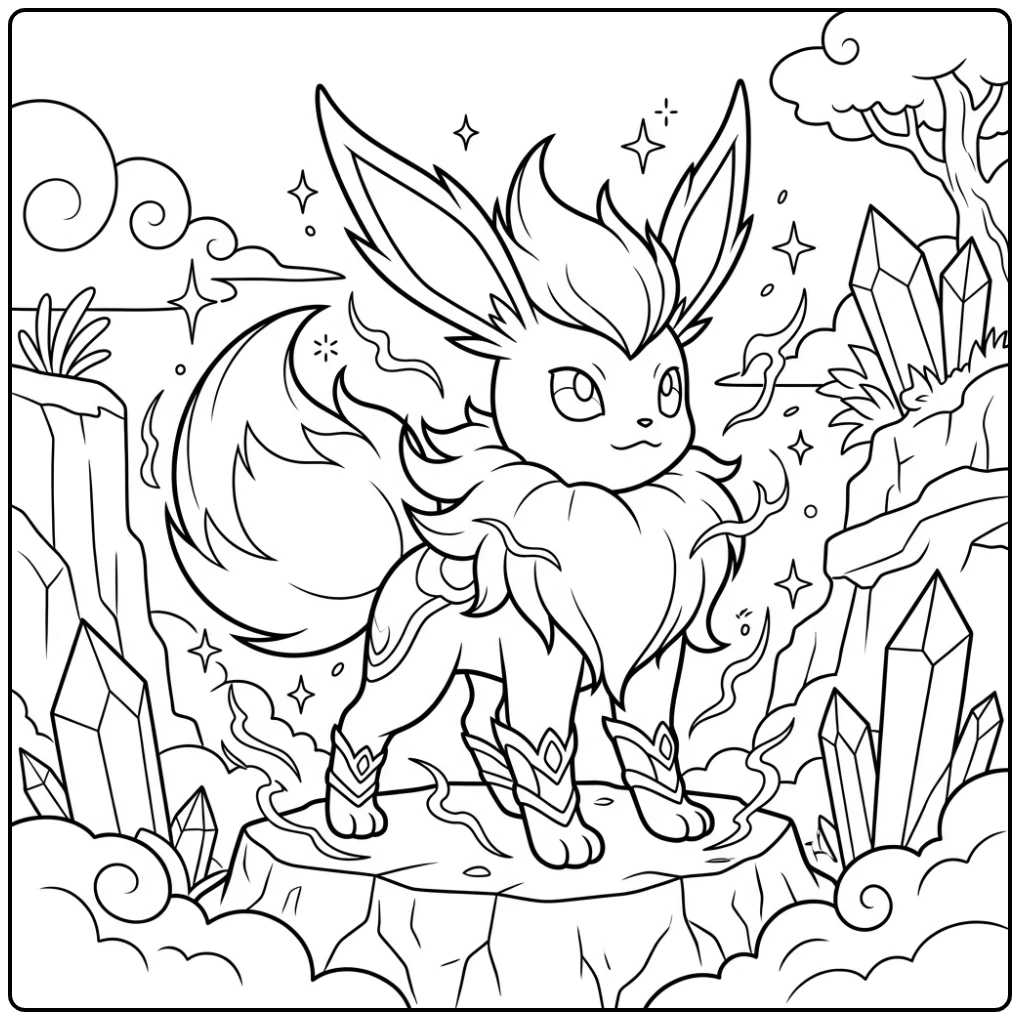 Mighty Pokemon Mega Eevee with Lightning Energy coloring page