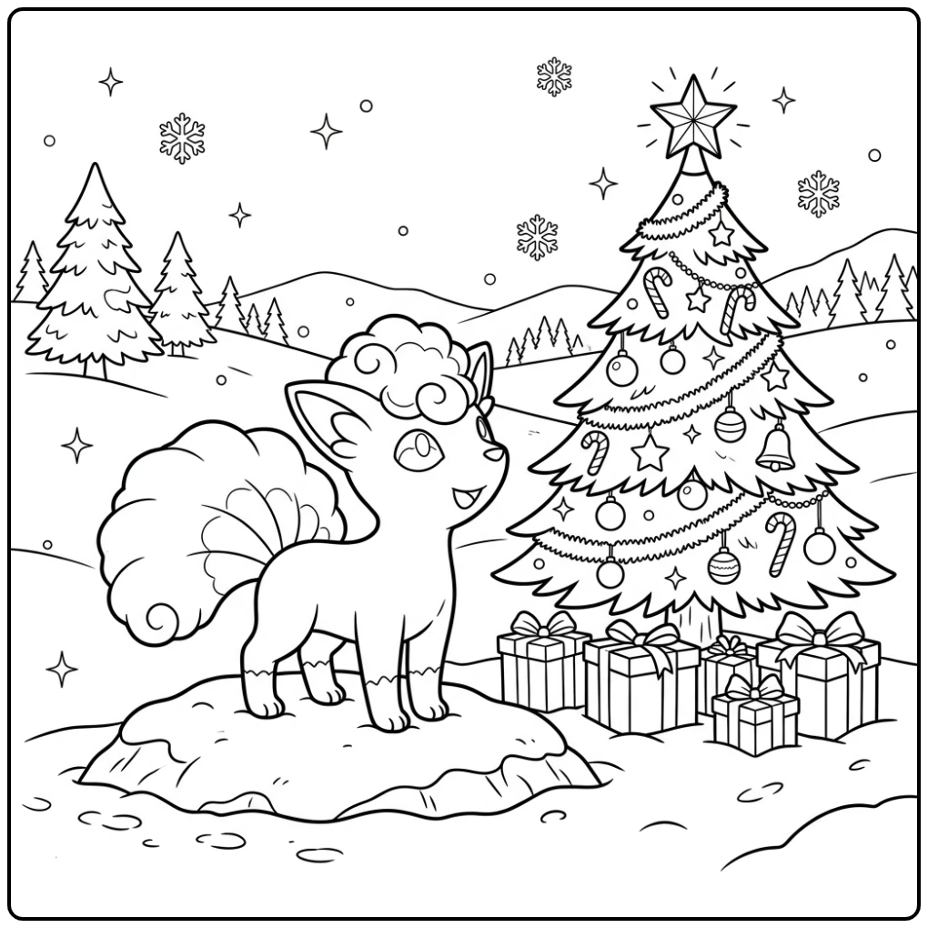 Magical Alolan Vulpix Pokemon Christmas Gifts coloring page