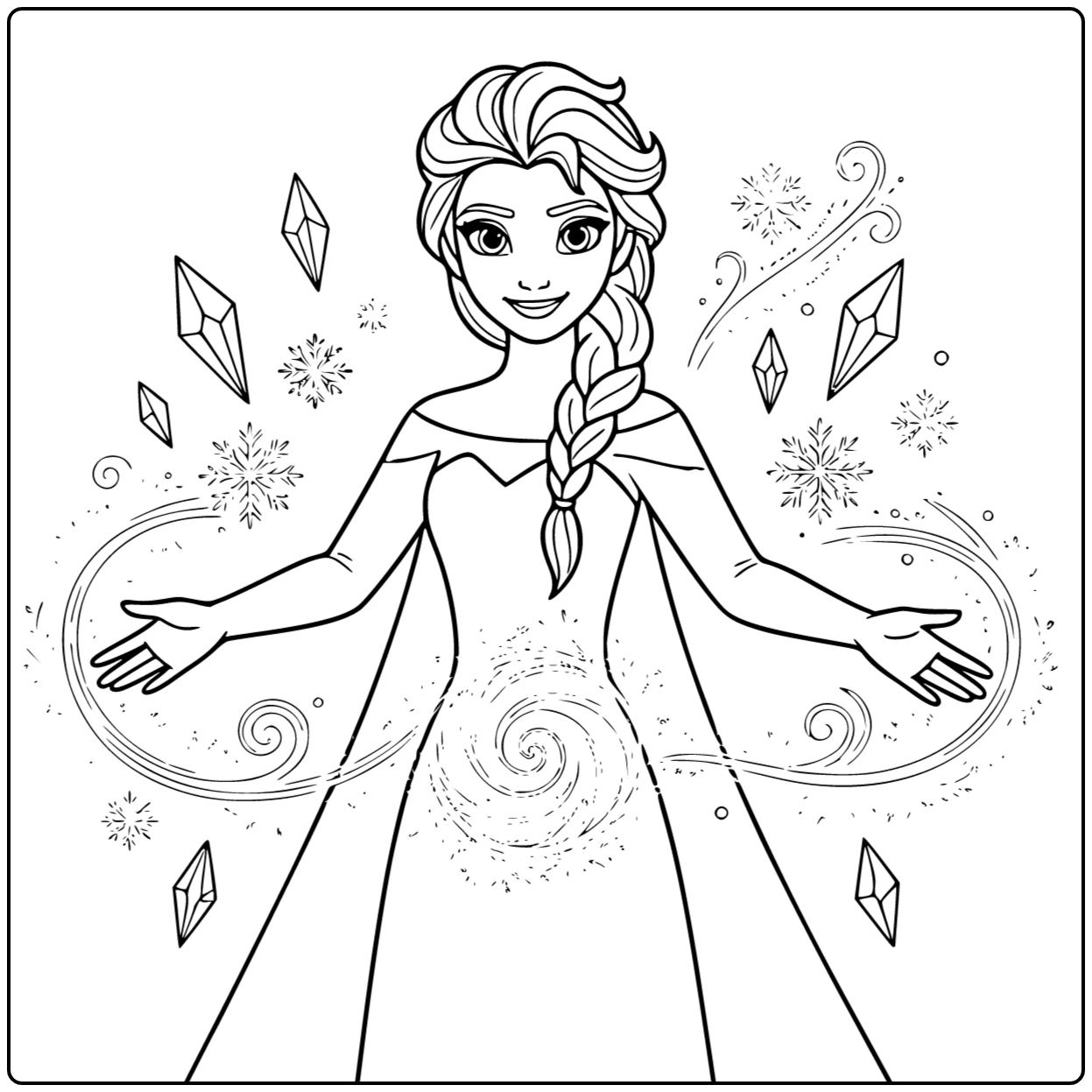 Magical Elsa Creating a Ring of Frost coloring page
