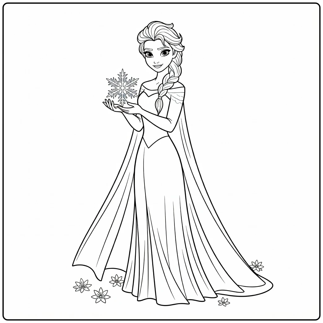 Magical Elsa and the Icy Flowers coloring page