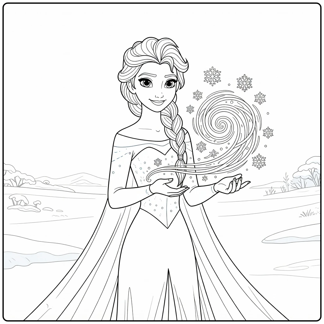 Magical Elsa Snowflakes for Children coloring page