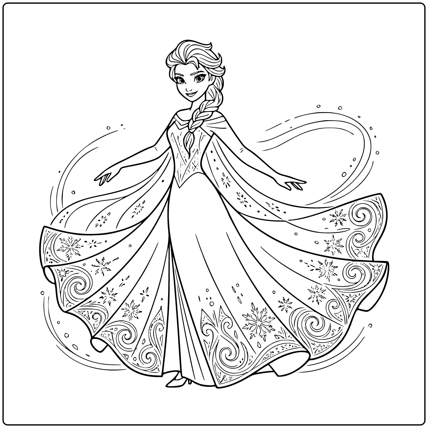Magical Elsa as a Spinning Ice Princess coloring page