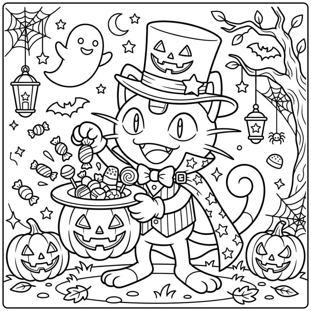 Magical Meowth Trick Your Halloween Pokemon Adventure coloring page