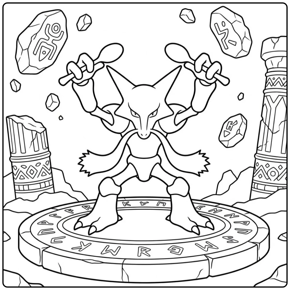 Magical Pokemon Alakazam for You coloring page