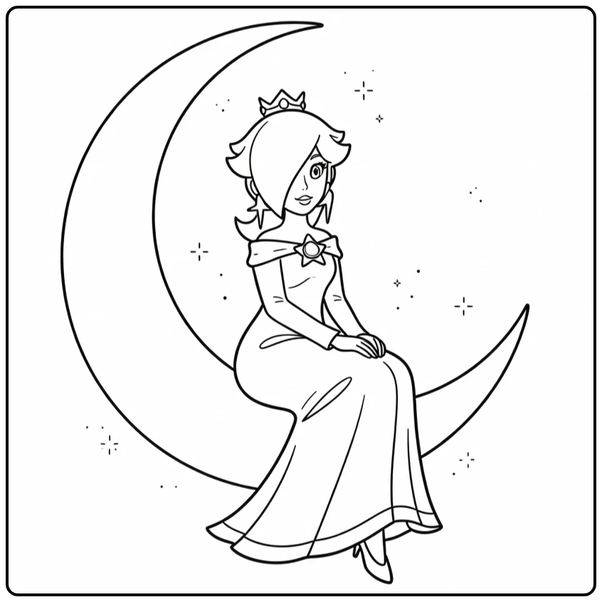 Magical Rosalina with Stars coloring page