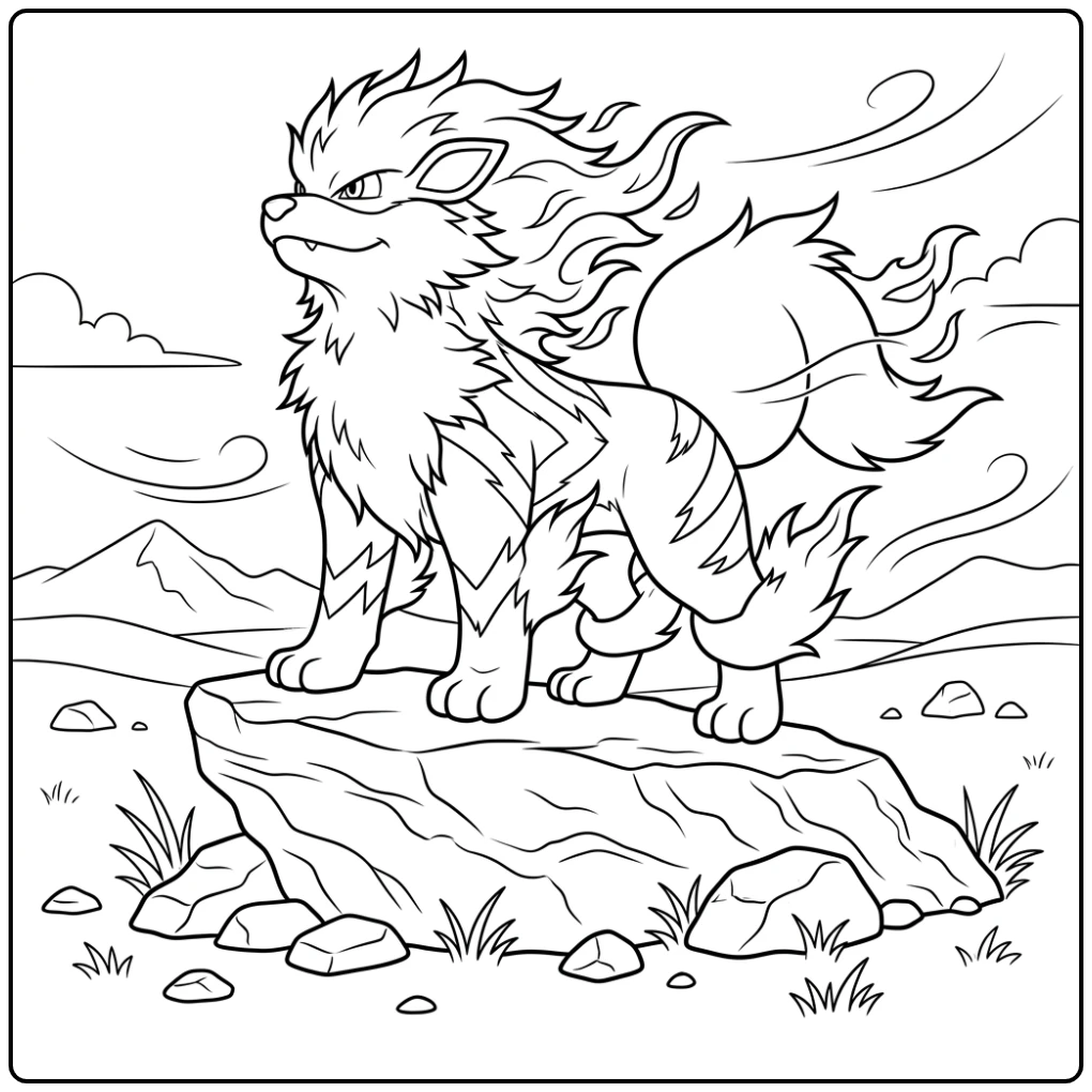 Majestic Arcanine Pokemon Looking Proud in the Verte coloring page