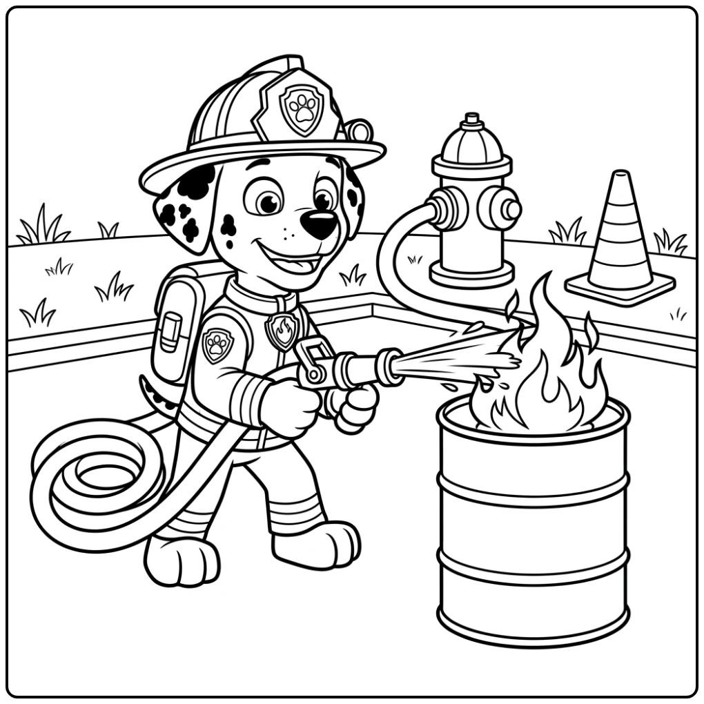 Paw Patrol Marshall Fire Hero in Action coloring page