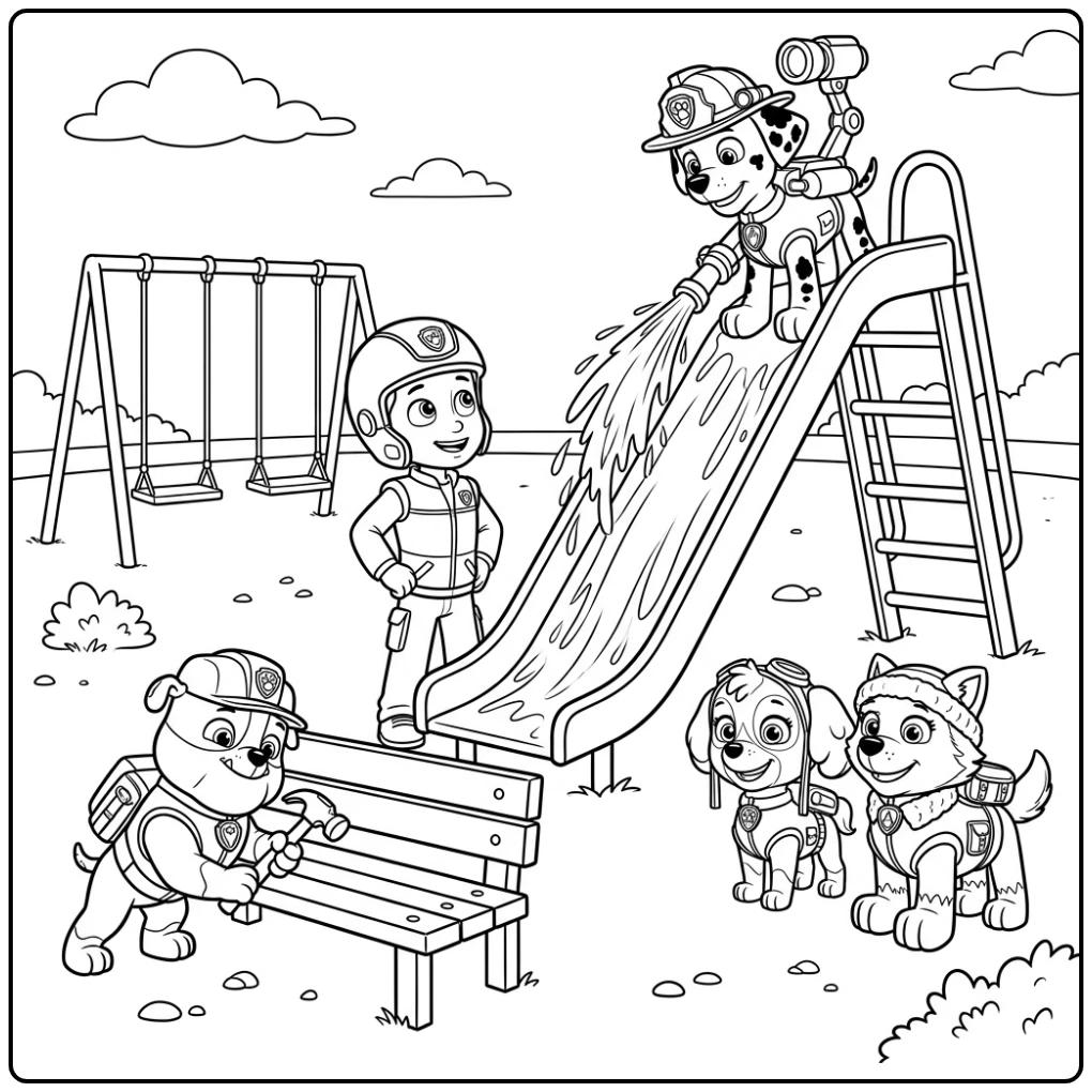 In Action Paw Patrol Marshall on Playground coloring page