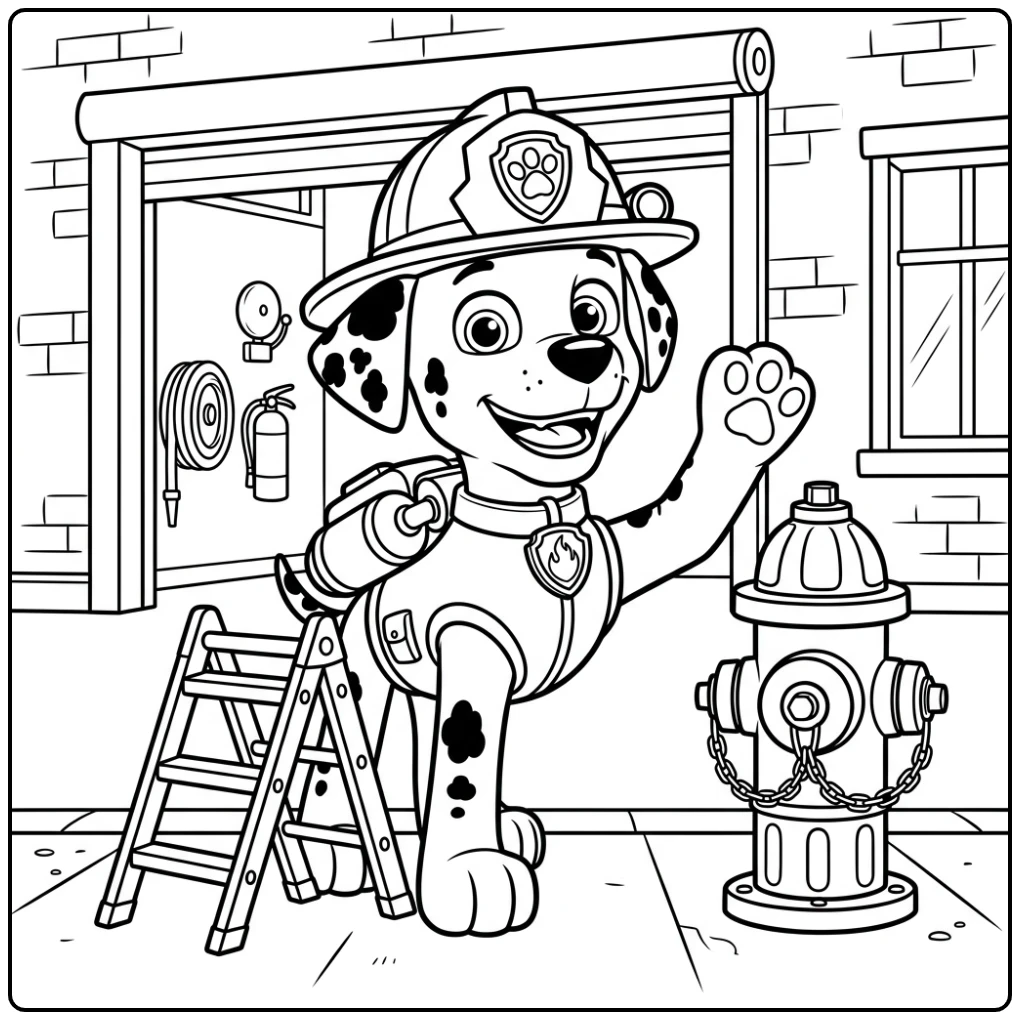 Ready for Action Paw Patrol Marshall coloring page