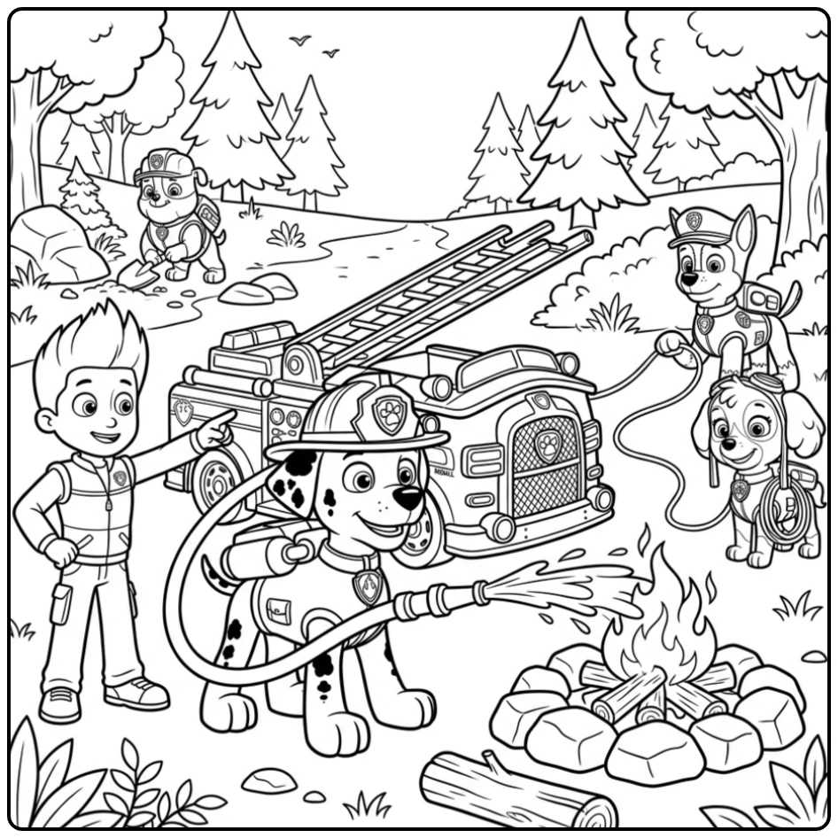 Marshall's Heroic Paw Patrol Marshall Rescue Mission coloring page