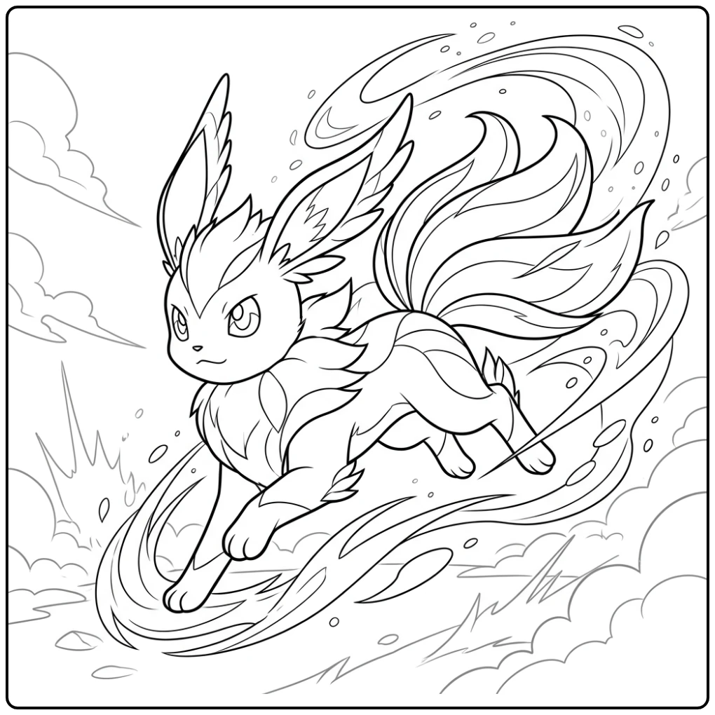 A Heroic Pokemon Mega Eevee Jump coloring page
