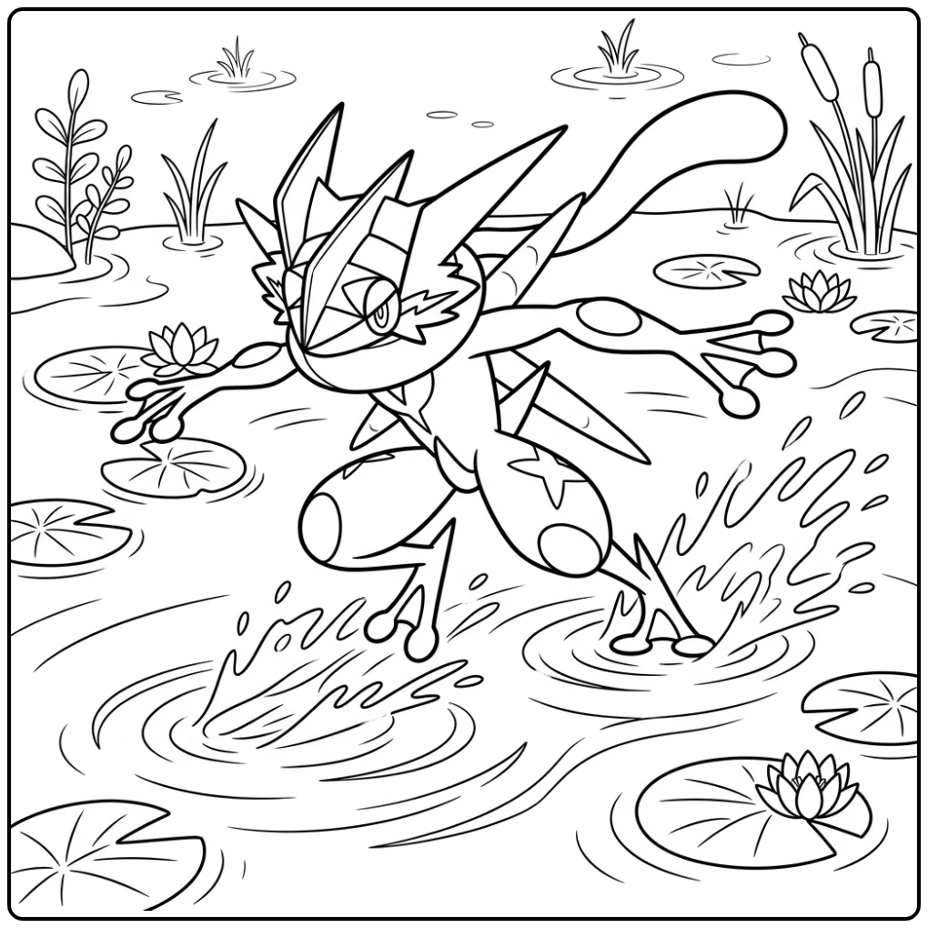 Dynamic Pokemon Mega Greninja coloring page
