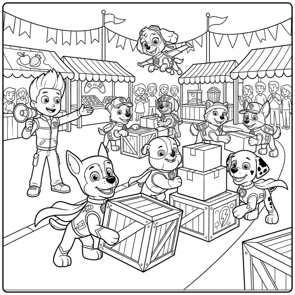 Helping on Festival Paw Patrol Mega Pups coloring page
