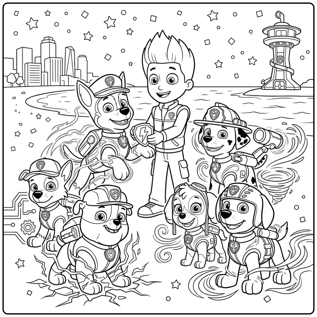 Paw Patrol Mega Pups After Successful Mission coloring page