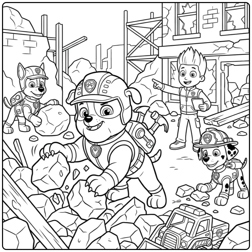 Team Paw Patrol Mega Pups Ryder Leading the Rescue coloring page