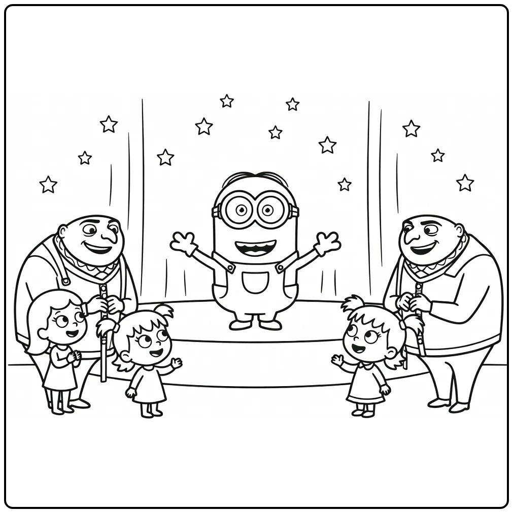 Performing Minion for Happy Gru Family coloring page