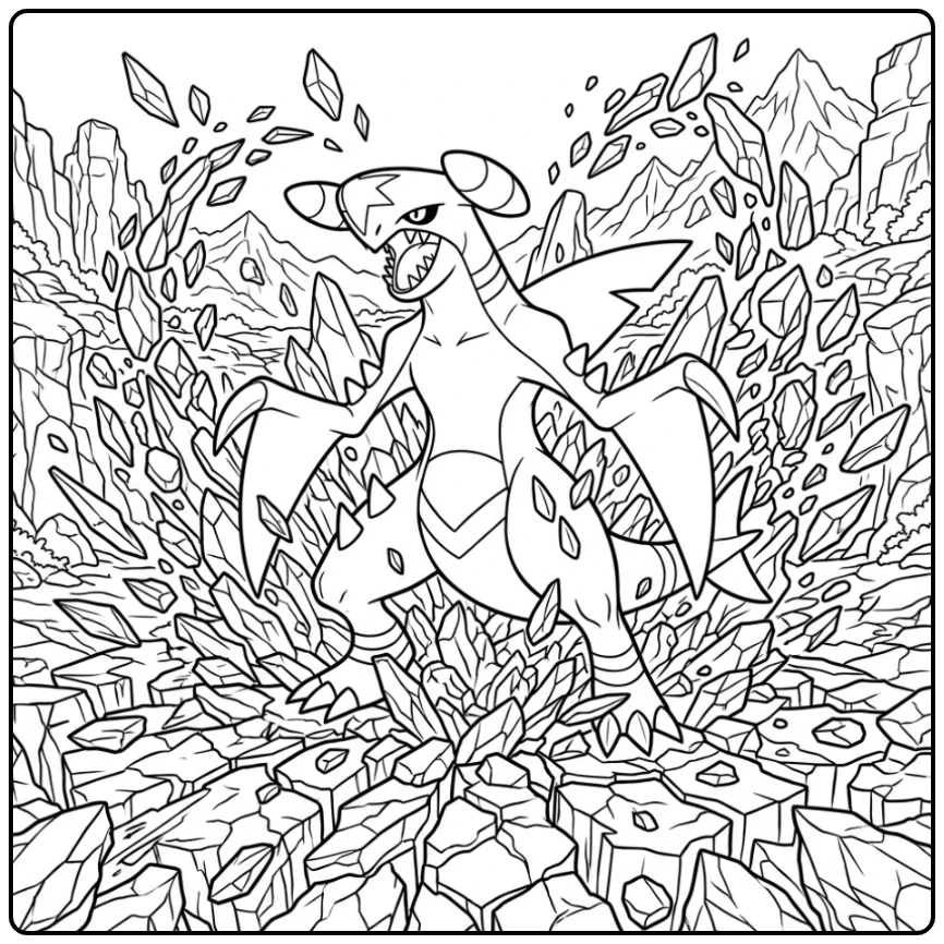 Detailed Pokemon Garchomp's Eruption coloring page