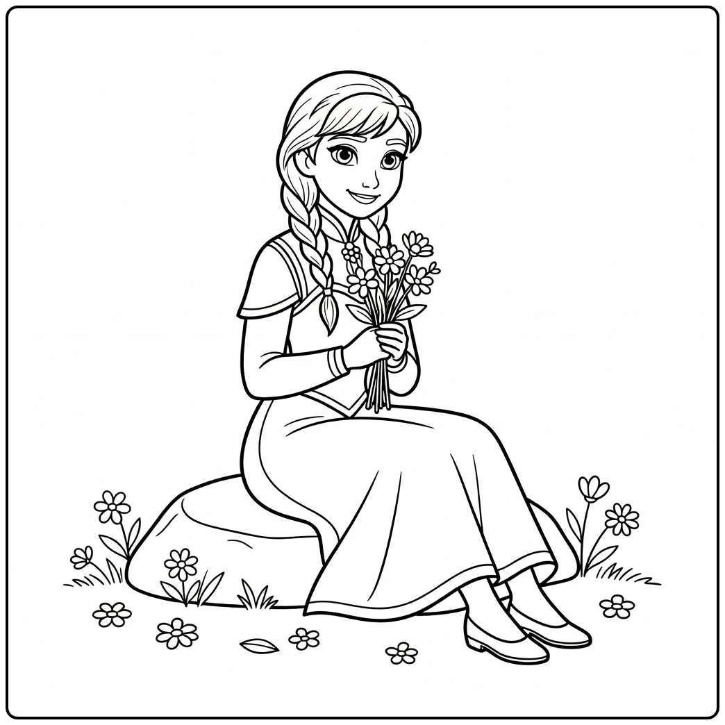 Beautiful Anna in a Quiet Spring Garden coloring page