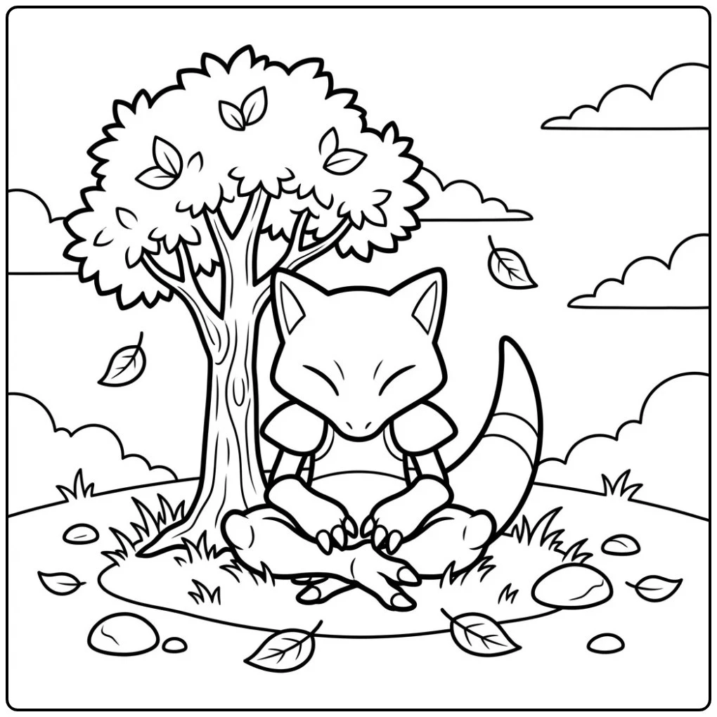 Beautiful Pokemon Meditating Abra coloring page