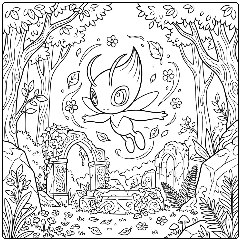 Pokemon Celebi coloring page