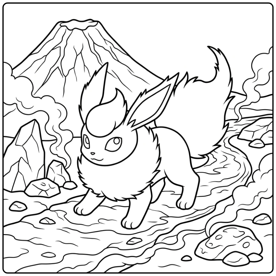 Beautiful Pokemon Flareon Volcanic Stone coloring page