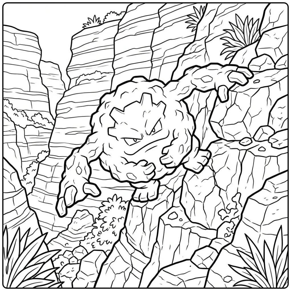Beautiful Pokemon Graveler in a Steep Canyon coloring page