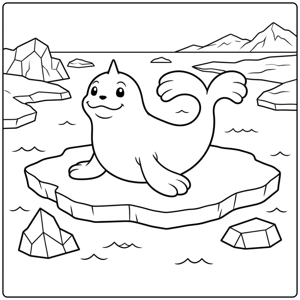 Beautiful Pokemon Seel in the Cold Polar Sea coloring page