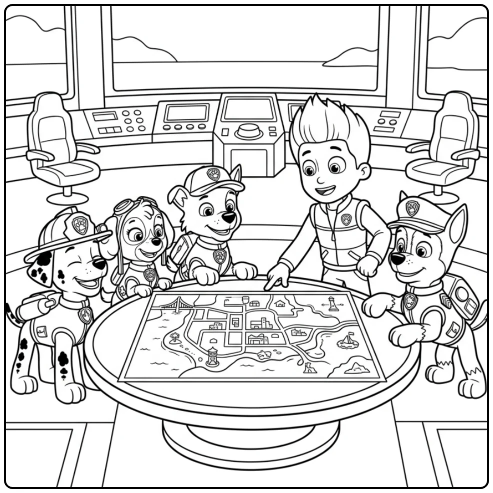 Official Paw Patrol Chase Adventurous Planning coloring page