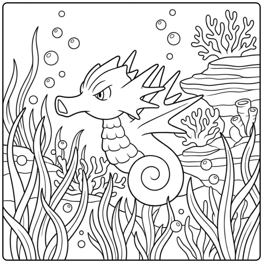 Underwater Pokemon Seadra Seagrass coloring page