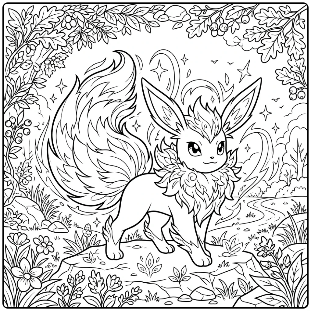 Powerful Pokemon Mega Eevee Exploring coloring page