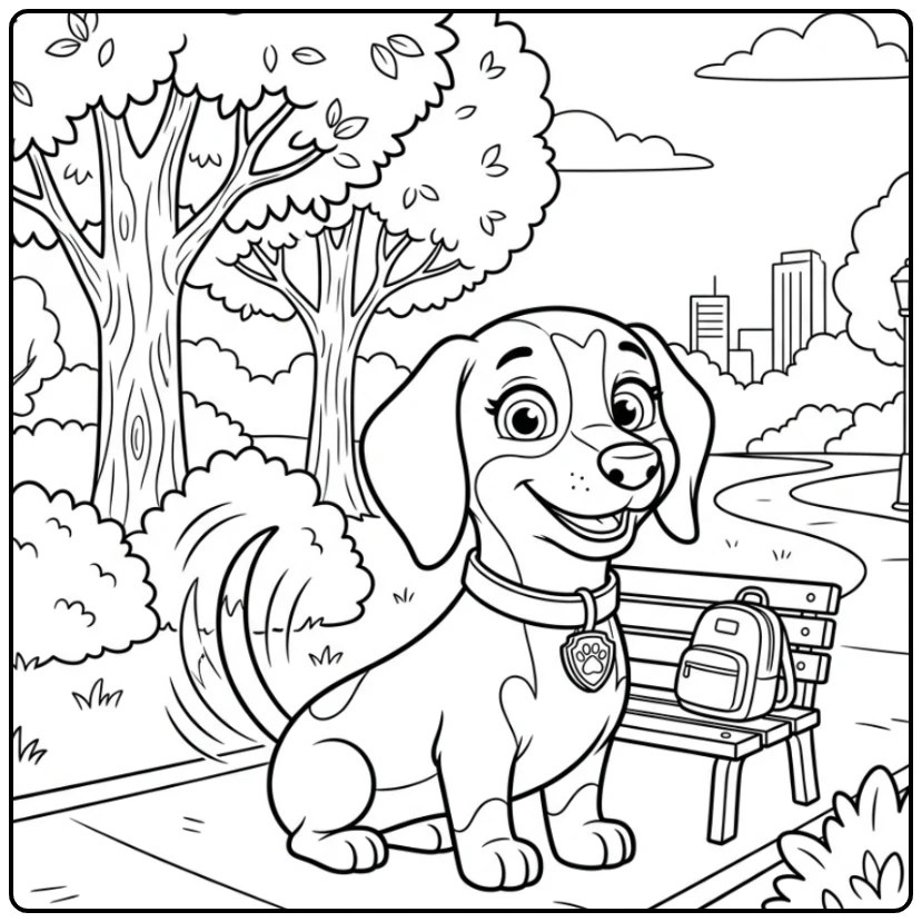 Relaxing Paw Patrol Liberty in the City Park coloring page