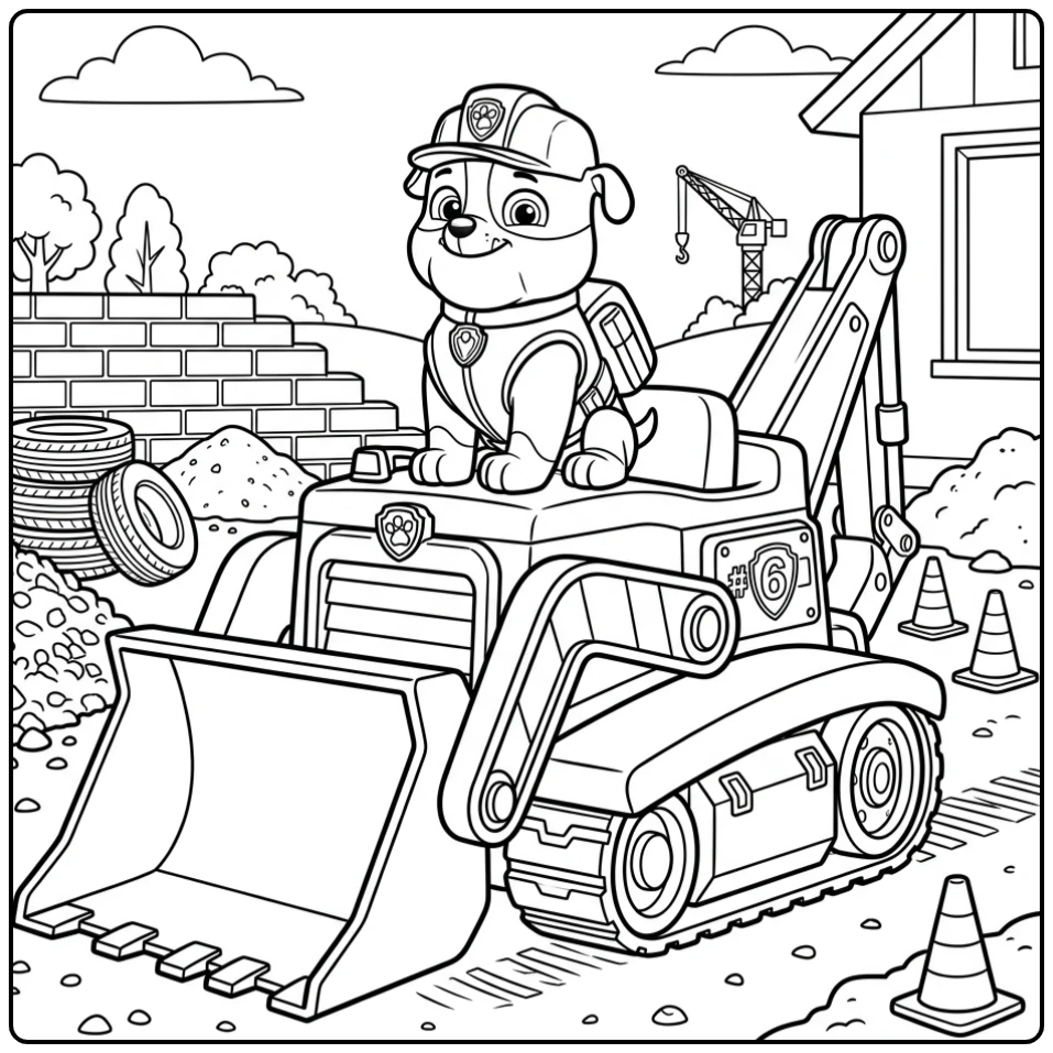Relaxing After Work Paw Patrol Rubble coloring page
