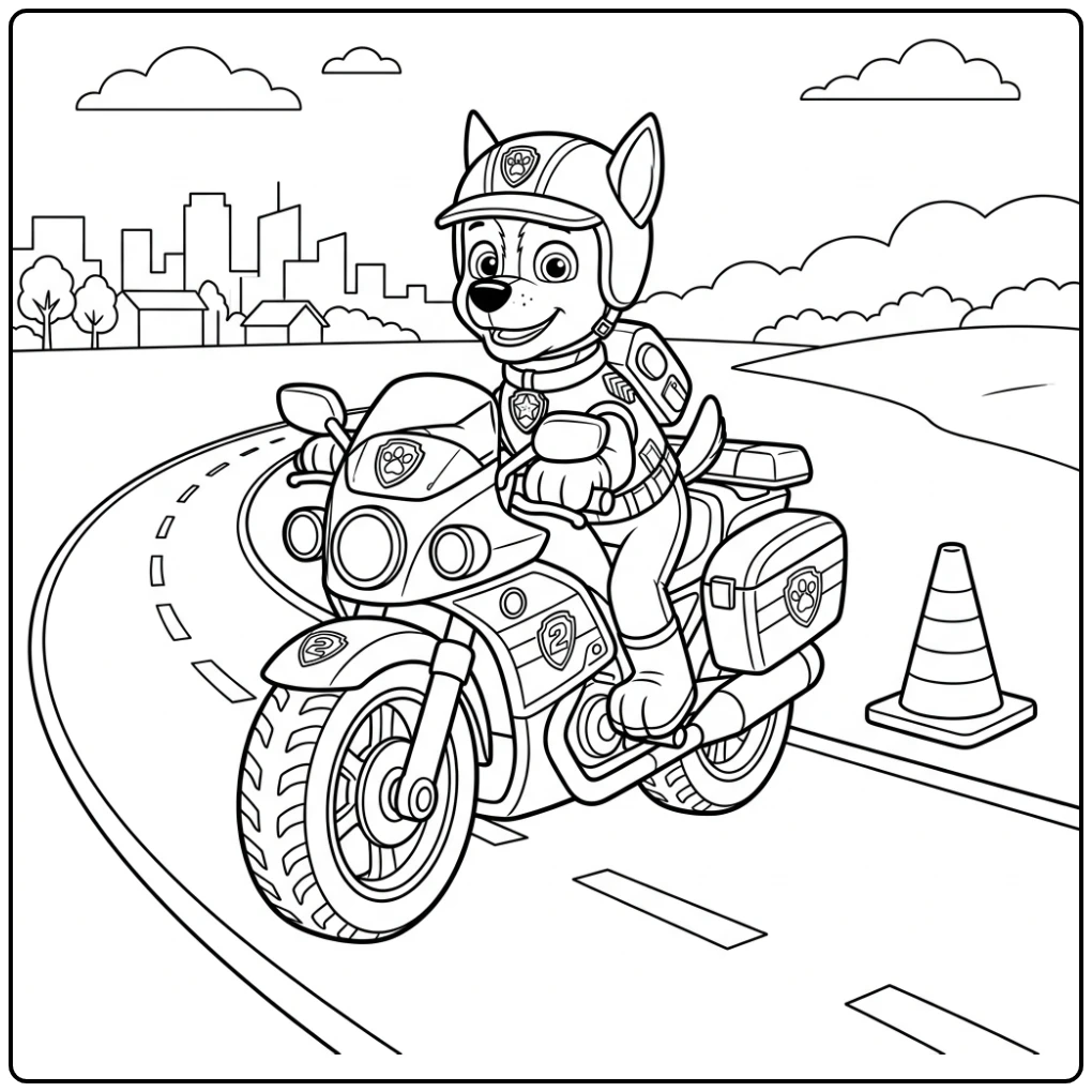 Paw Patrol Moto Pups Chase's Motorcycle Patrol coloring page