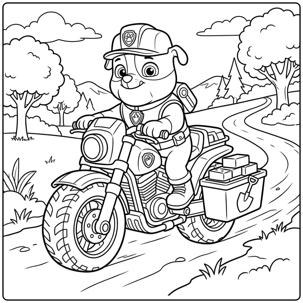 Paw Patrol Moto Pups Rubble's Building Mission coloring page