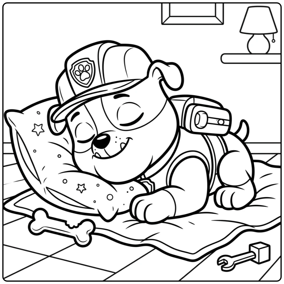 Easy Paw Patrol Rubble's Resting Moment coloring page