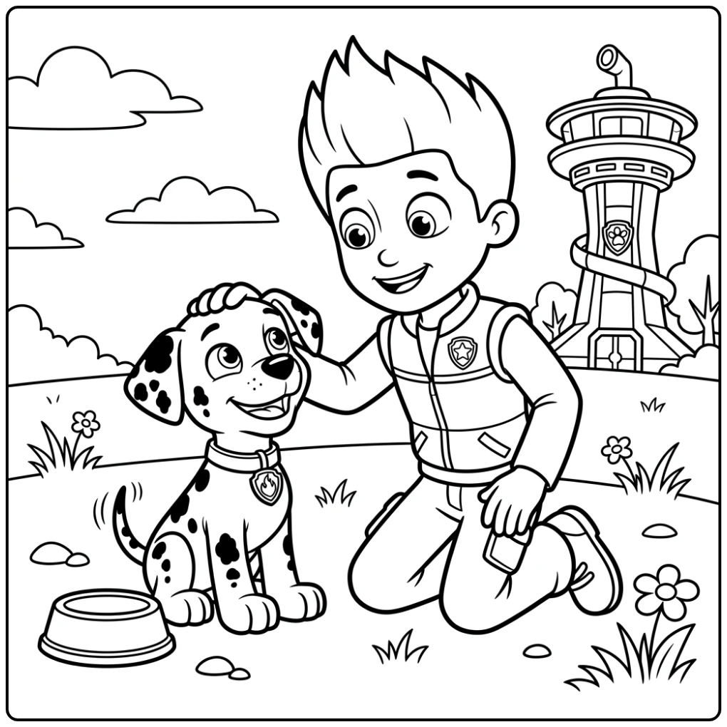 Easy Paw Patrol coloring page with clear outlines