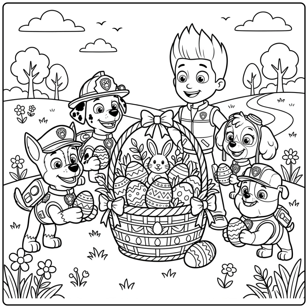 Celebration Paw Patrol Easter with Ryder coloring page