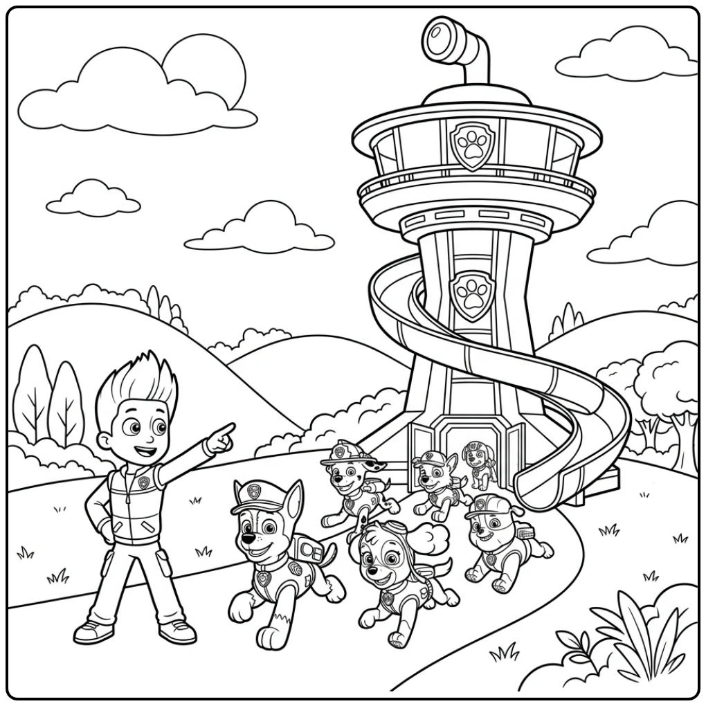 Paw Patrol Action with the Lookout Tower coloring page