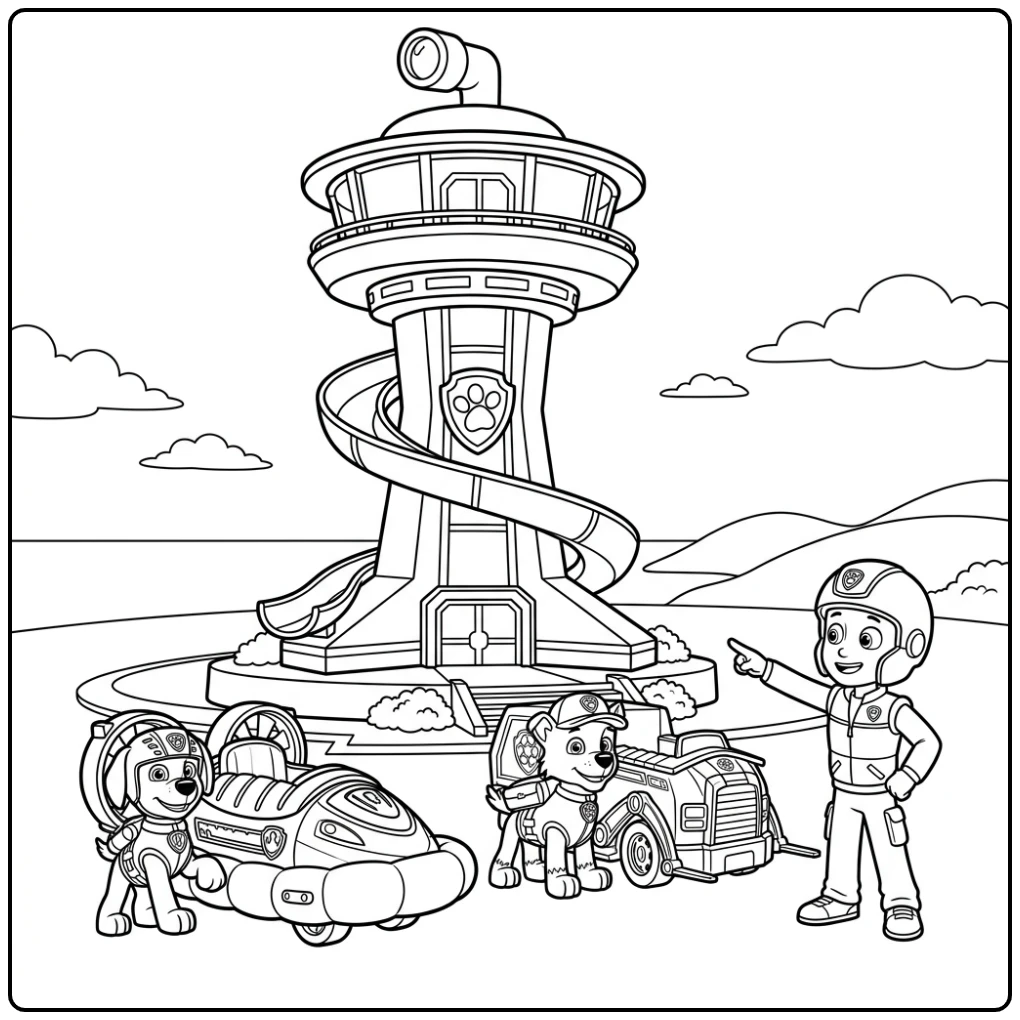 Paw Patrol Lookout Adventure Begins with the Tower coloring page