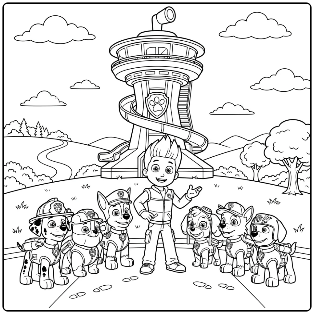 Paw Patrol Lookout Tower Ryder's Big Briefing coloring page