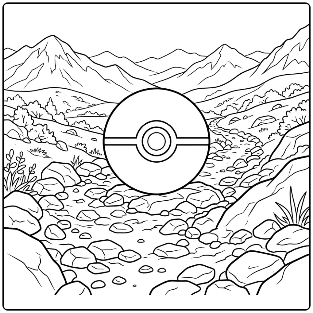 Poke Ball on Rocky Mountain Path coloring page